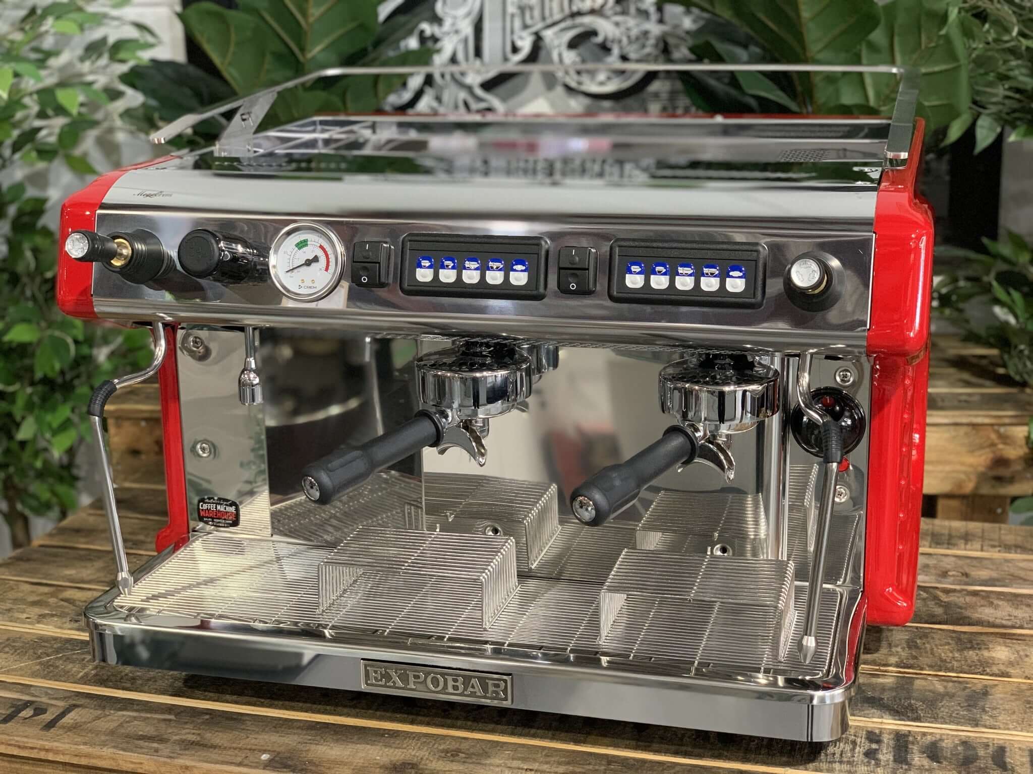 Expobar Ruggero Classic V2 Brand Easy Tap High Cup - 2 Group Commercial Espresso Machine - Red