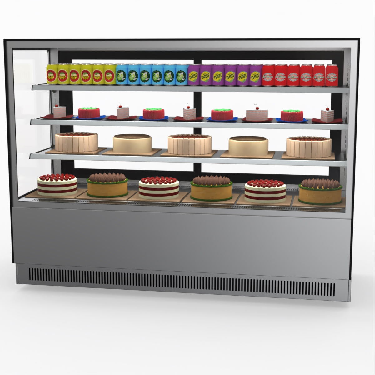 Bonvue Modern 3 Shelves Cake Showcase Food Display GAN-1800RF3