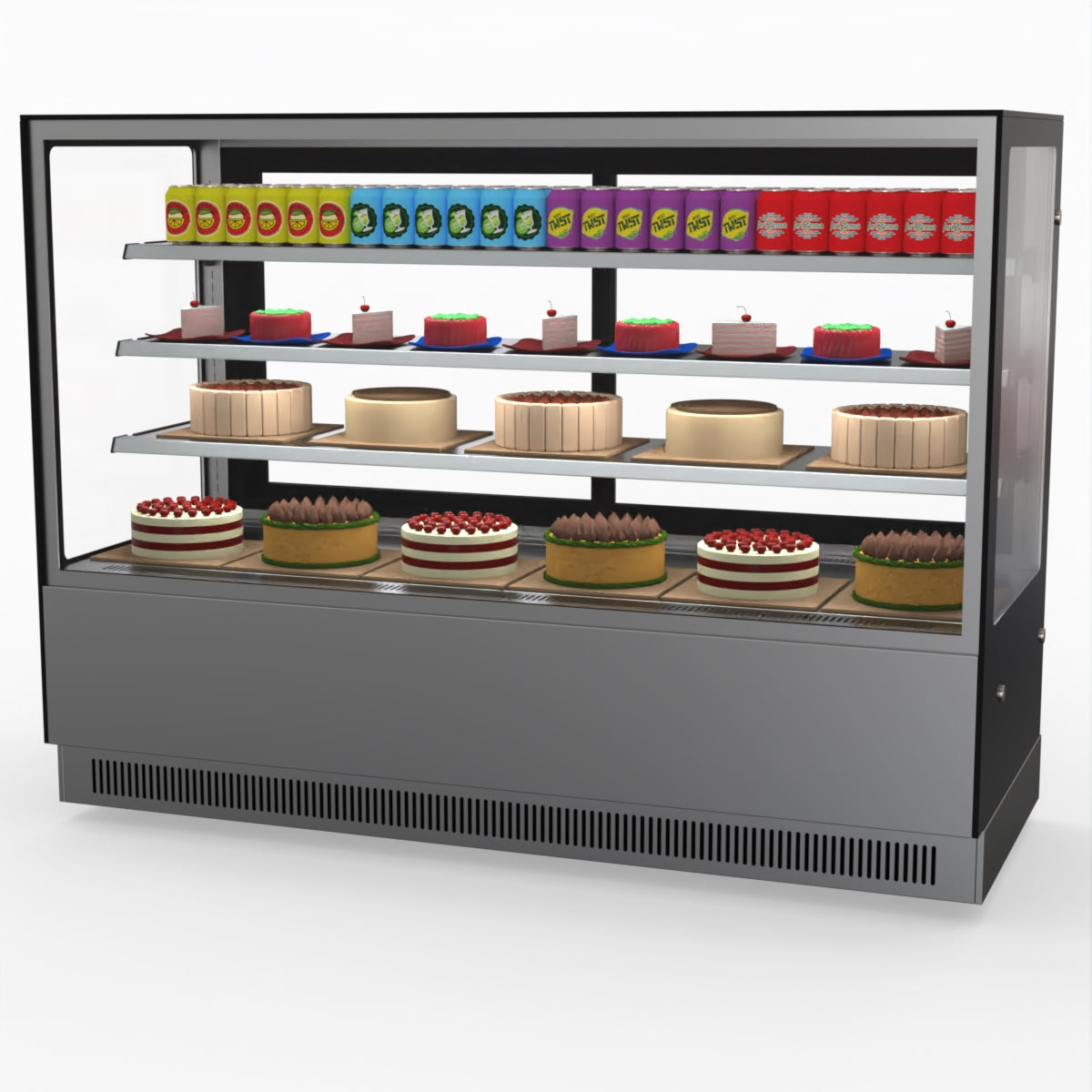 Bonvue Modern 3 Shelves Cake Showcase Food Display GAN-1800RF3