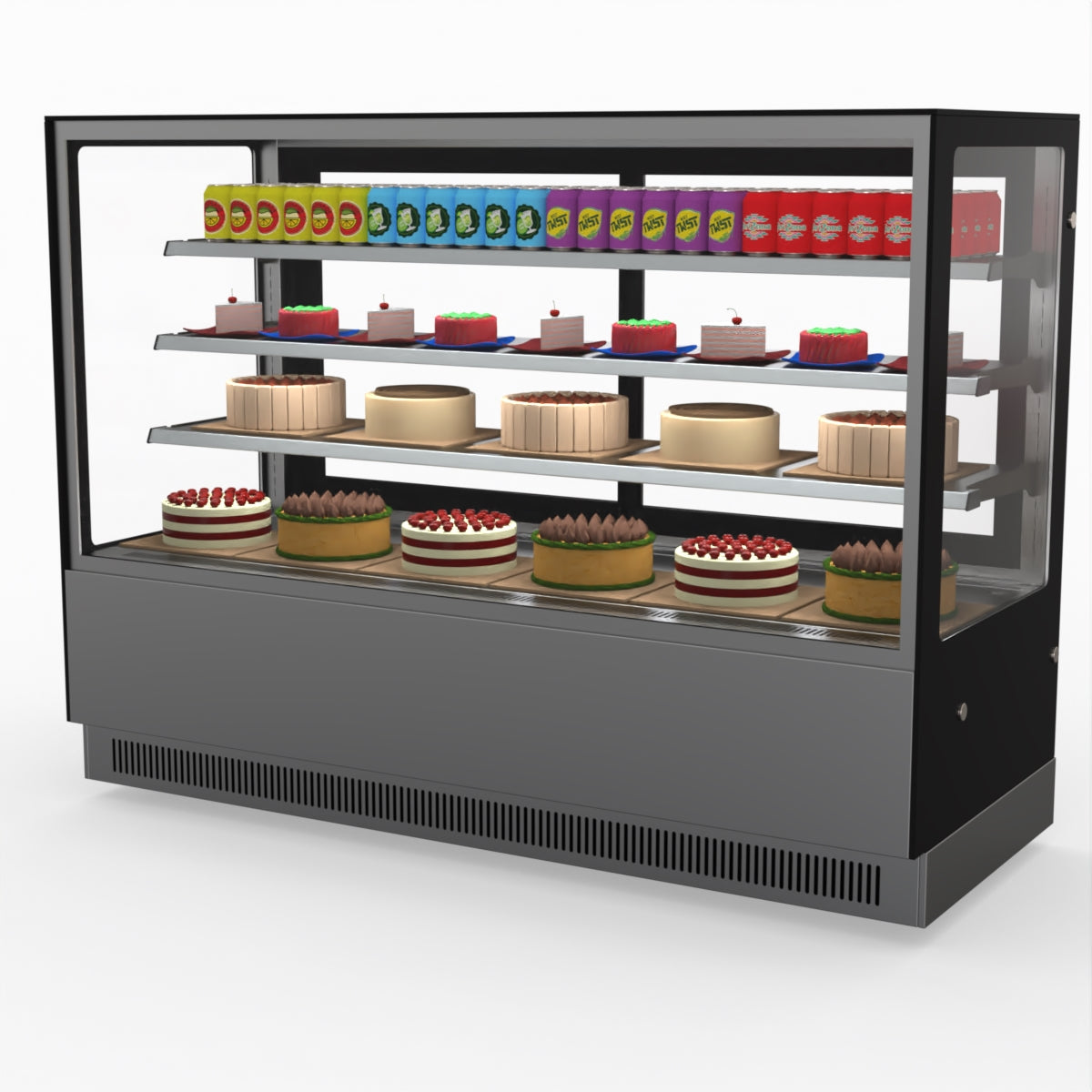 Bonvue Modern 3 Shelves Cake Showcase Food Display GAN-1800RF3