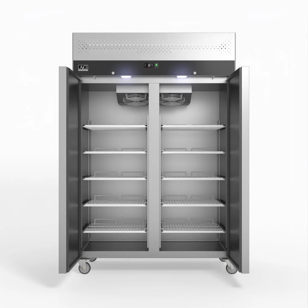 AG GNX1000TN1000 Litre Upright Double Stainless Steel Door Fridge GNX1000TN