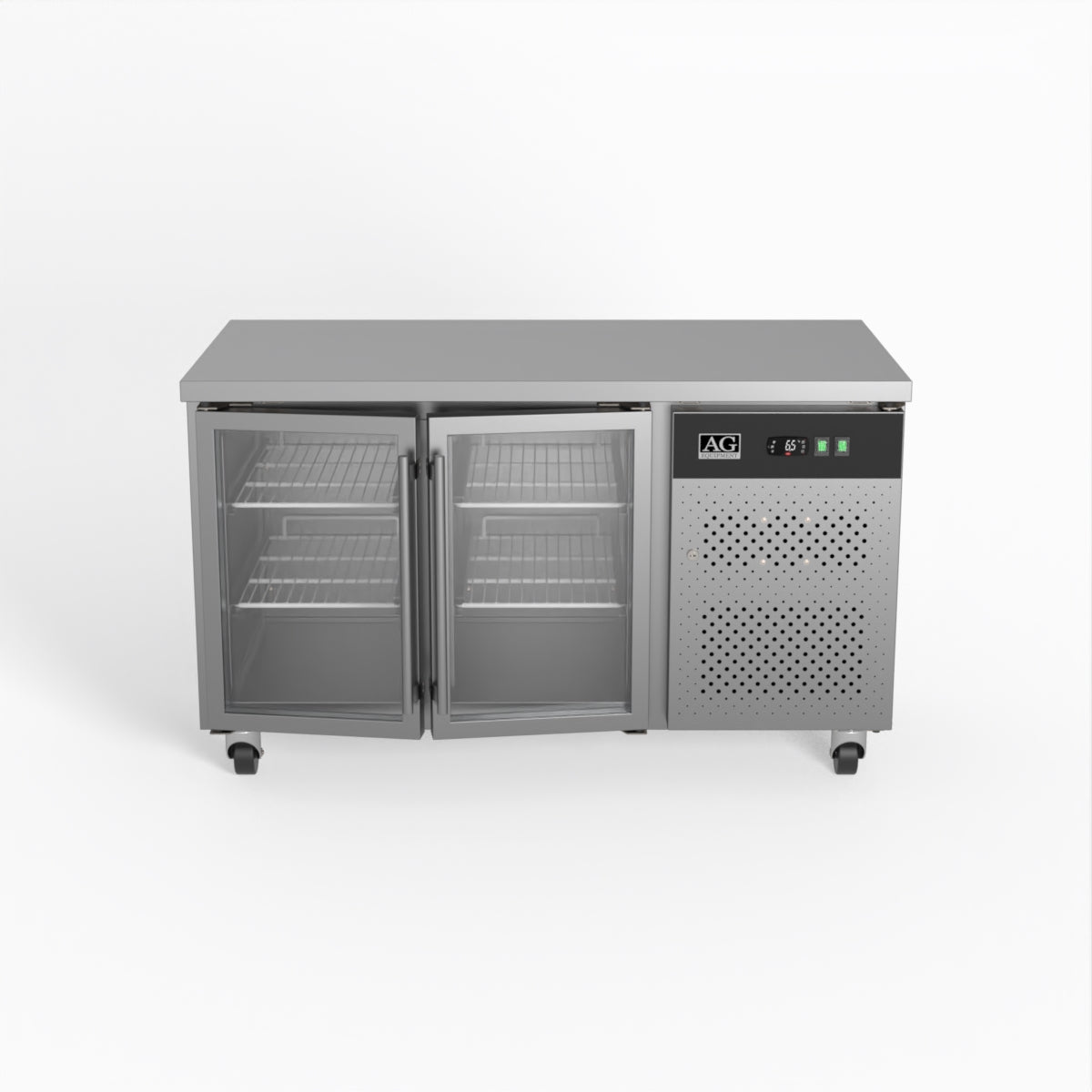 AG Two Door Commercial Glass Door Worktop / Under Bench Display Fridge 700mm Depth GNX2100TNG