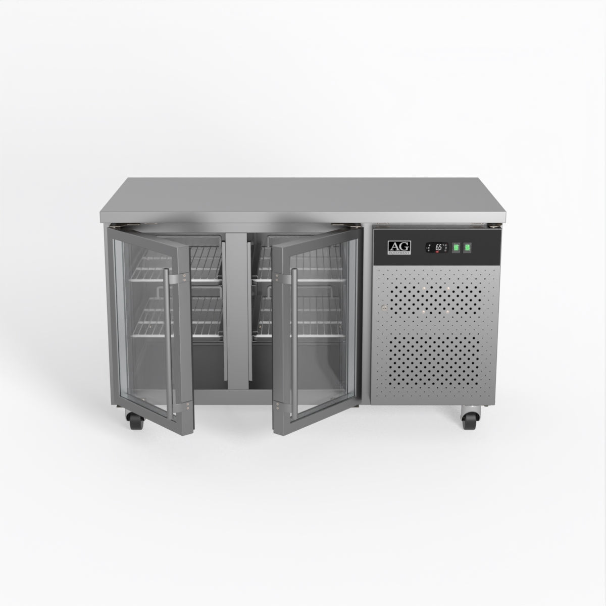 AG Two Door Commercial Glass Door Worktop / Under Bench Display Fridge 700mm Depth GNX2100TNG