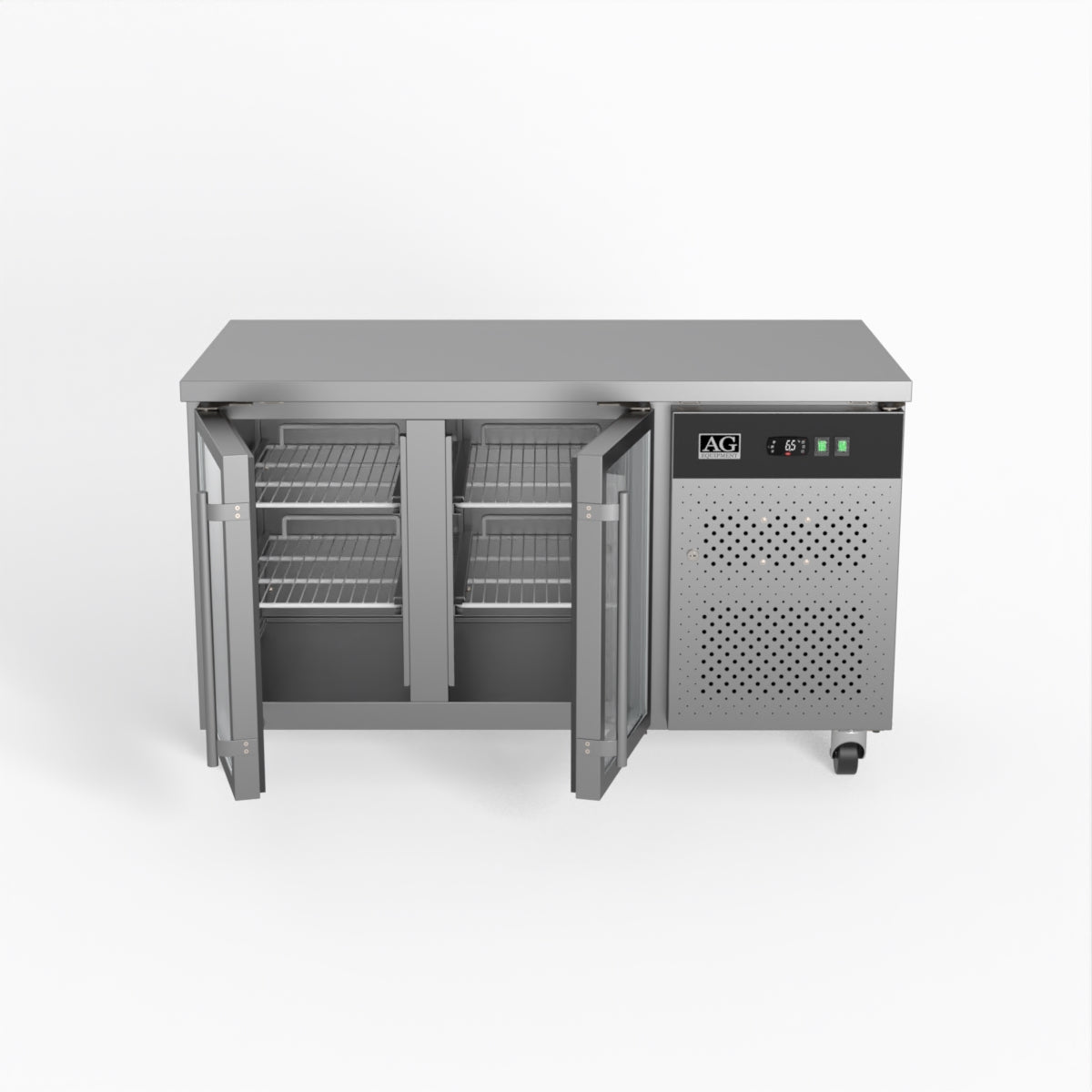AG Two Door Commercial Glass Door Worktop / Under Bench Display Fridge 700mm Depth GNX2100TNG