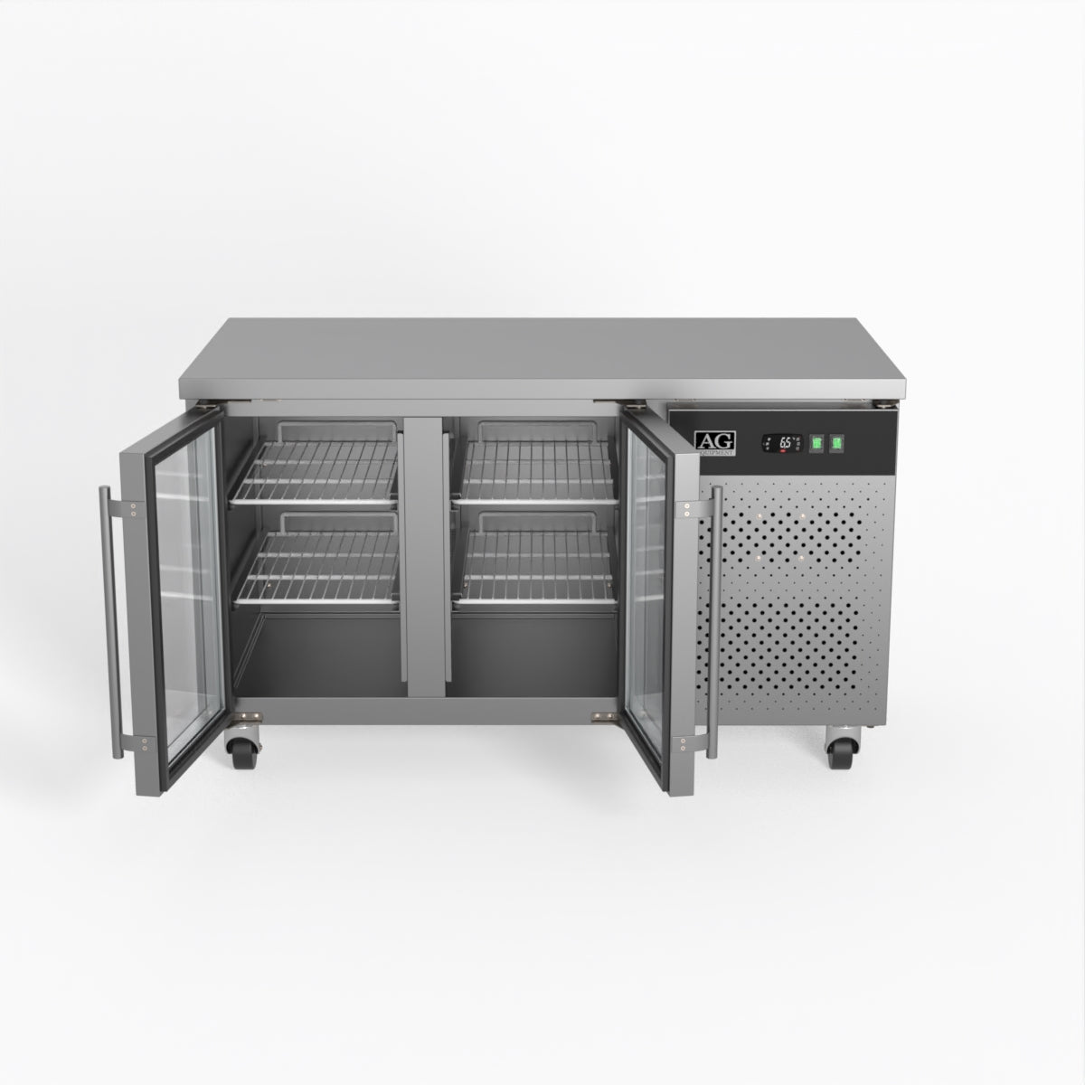 AG Two Door Commercial Glass Door Worktop / Under Bench Display Fridge 700mm Depth GNX2100TNG