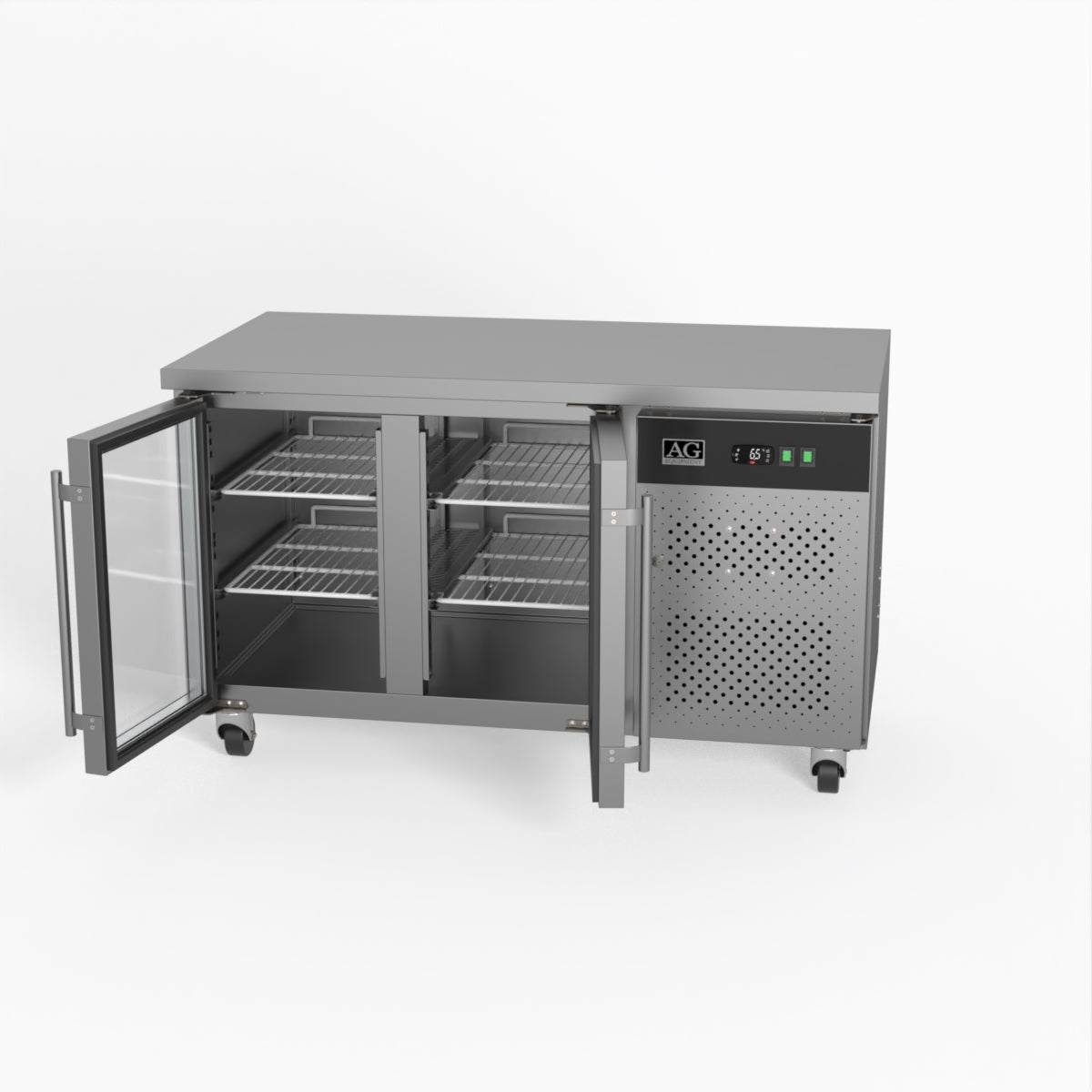 AG Two Door Commercial Glass Door Worktop / Under Bench Display Fridge 700mm Depth GNX2100TNG
