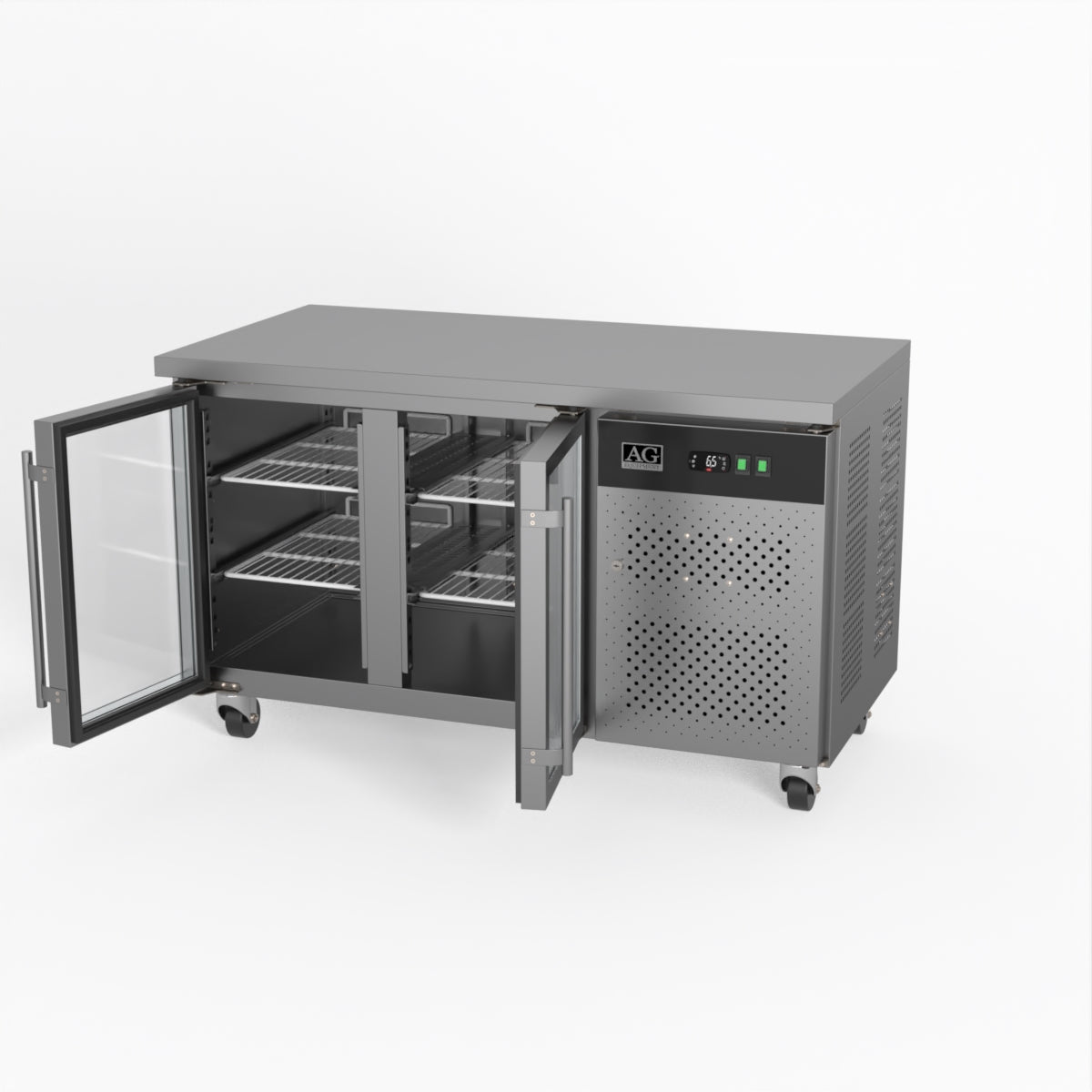 AG Two Door Commercial Glass Door Worktop / Under Bench Display Fridge 700mm Depth GNX2100TNG