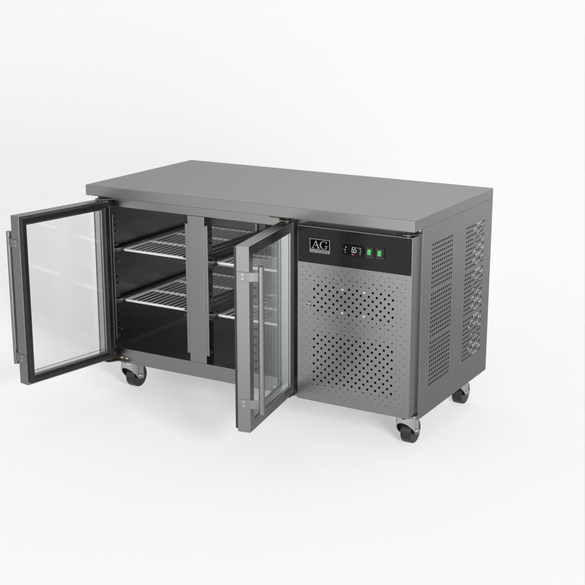 AG Two Door Commercial Glass Door Worktop / Under Bench Display Fridge 700mm Depth GNX2100TNG