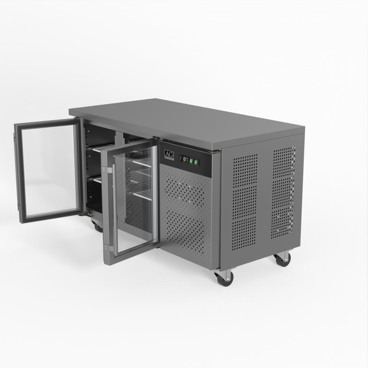 AG Two Door Commercial Glass Door Worktop / Under Bench Display Fridge 700mm Depth GNX2100TNG
