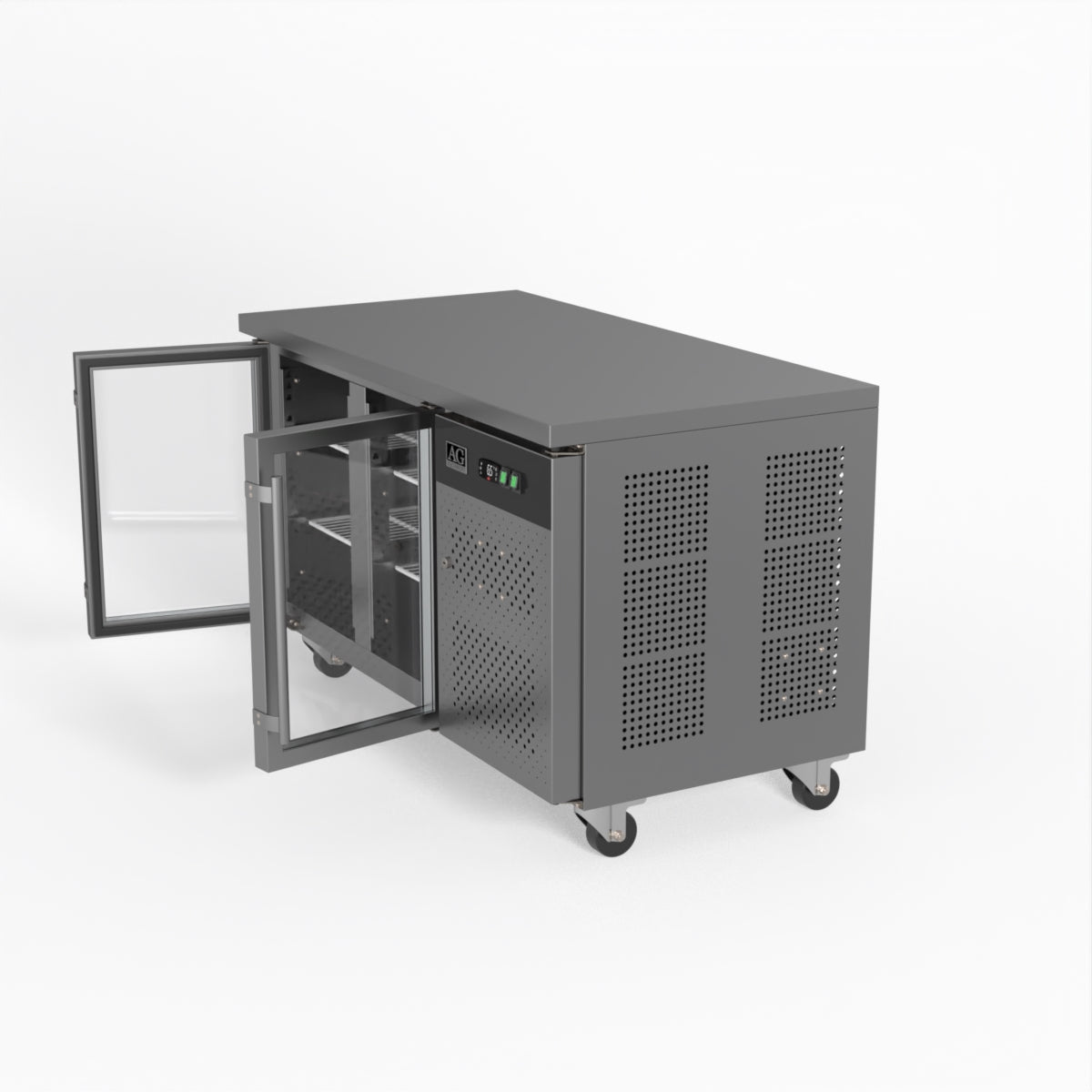 AG Two Door Commercial Glass Door Worktop / Under Bench Display Fridge 700mm Depth GNX2100TNG