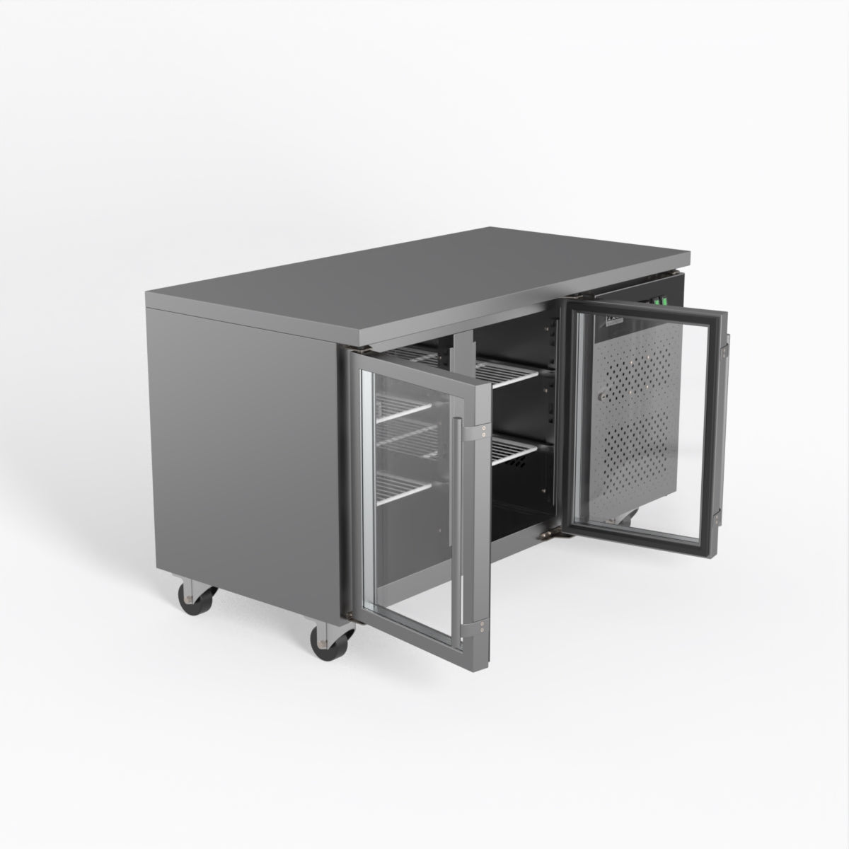 AG Two Door Commercial Glass Door Worktop / Under Bench Display Fridge 700mm Depth GNX2100TNG
