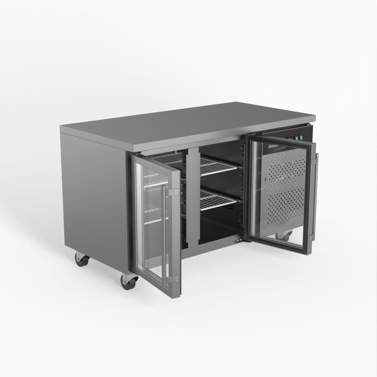 AG Two Door Commercial Glass Door Worktop / Under Bench Display Fridge 700mm Depth GNX2100TNG