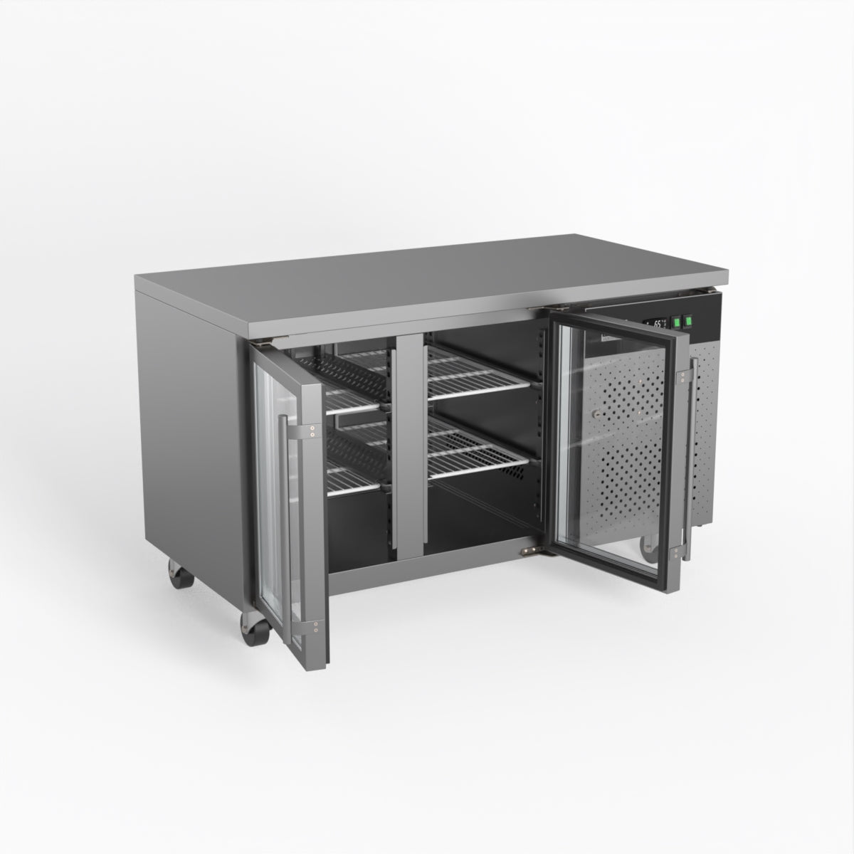 AG Two Door Commercial Glass Door Worktop / Under Bench Display Fridge 700mm Depth GNX2100TNG