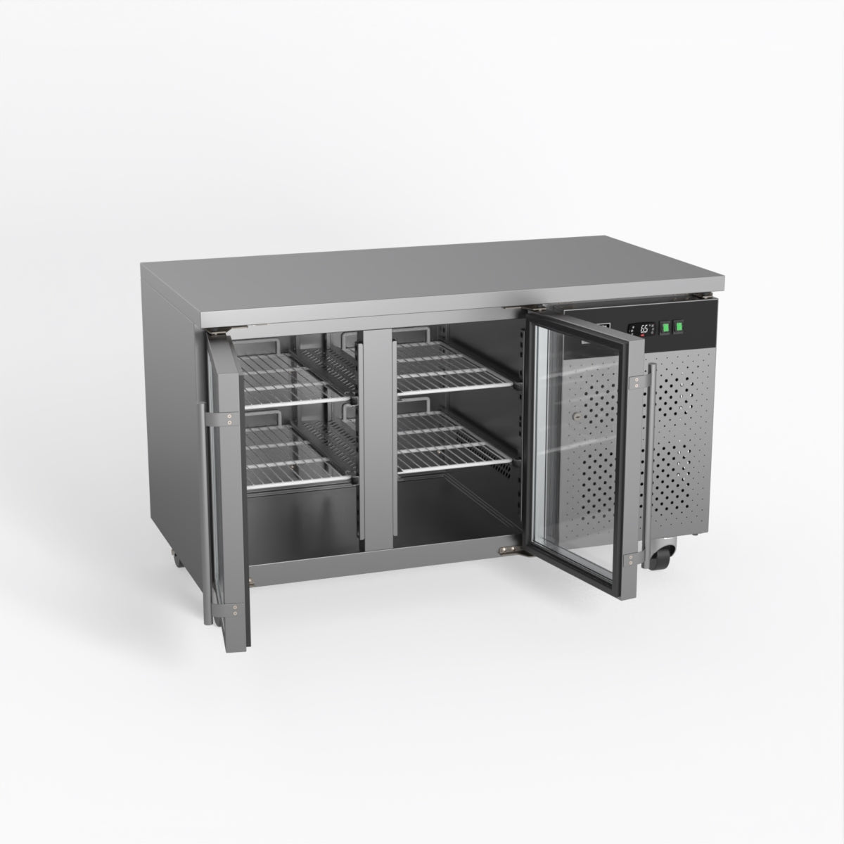 AG Two Door Commercial Glass Door Worktop / Under Bench Display Fridge 700mm Depth GNX2100TNG