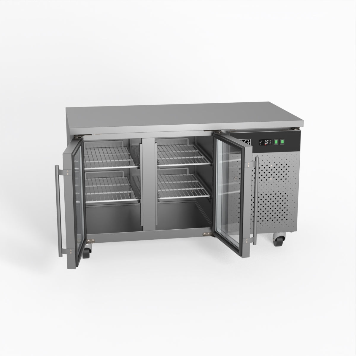 AG Two Door Commercial Glass Door Worktop / Under Bench Display Fridge 700mm Depth GNX2100TNG
