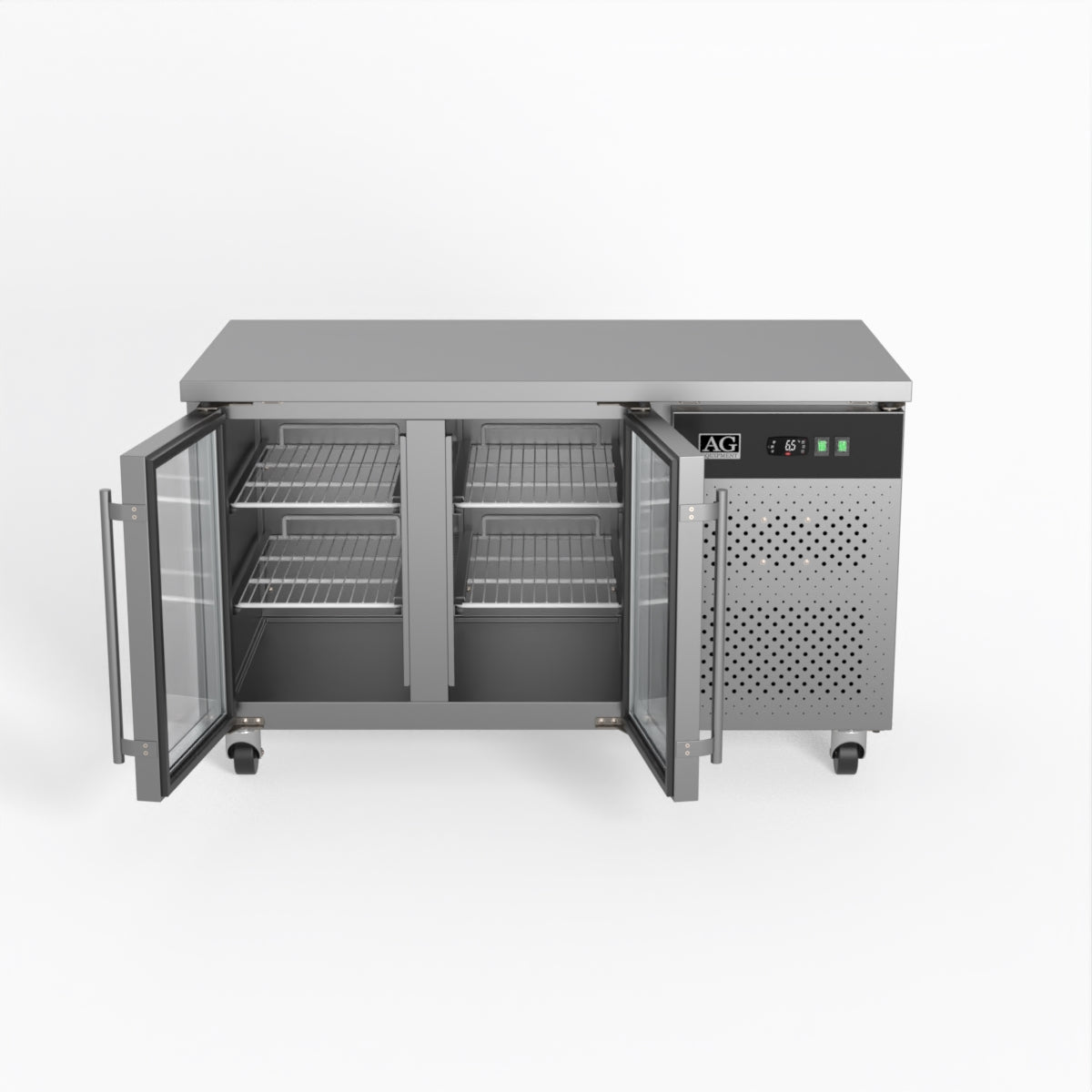 AG Two Door Commercial Glass Door Worktop / Under Bench Display Fridge 700mm Depth GNX2100TNG