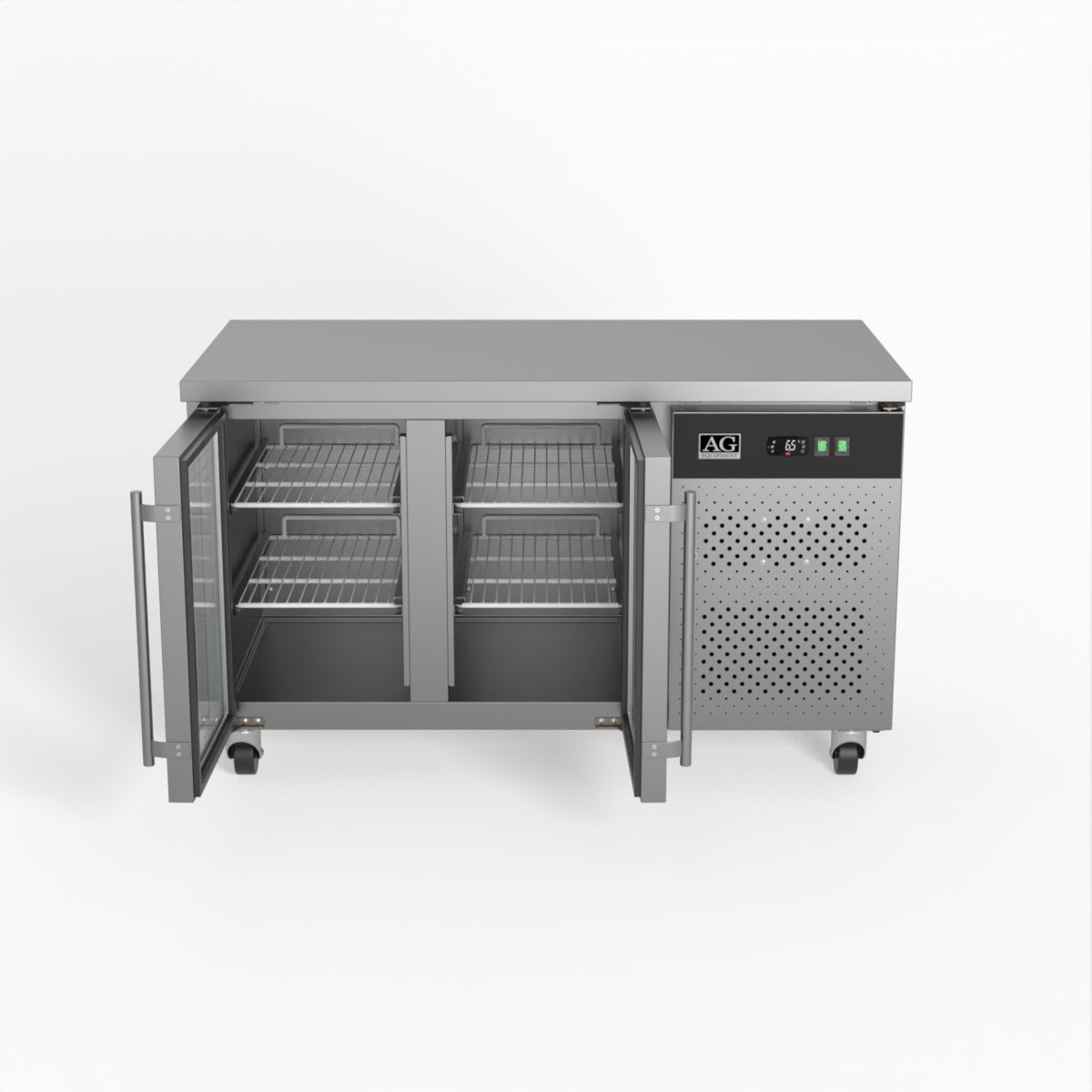 AG Two Door Commercial Glass Door Worktop / Under Bench Display Fridge 700mm Depth GNX2100TNG