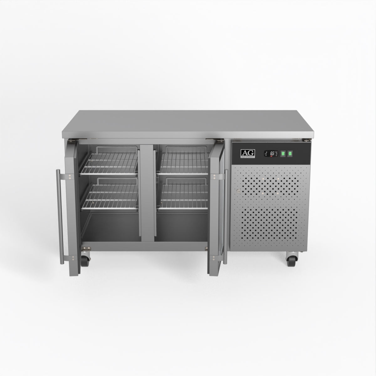 AG Two Door Commercial Glass Door Worktop / Under Bench Display Fridge 700mm Depth GNX2100TNG