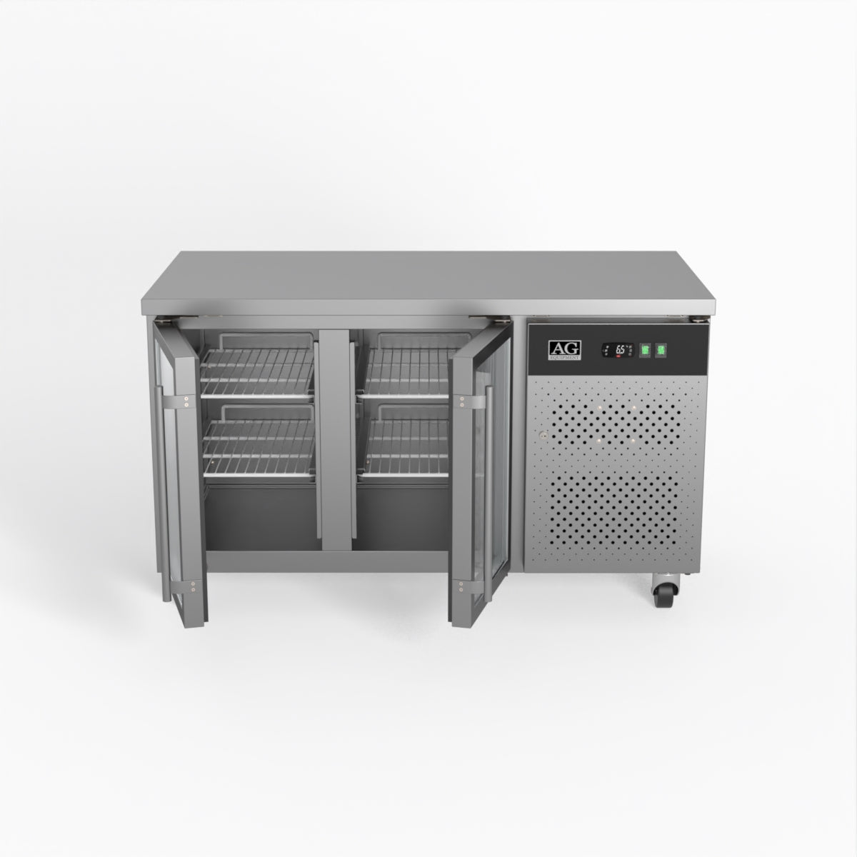 AG Two Door Commercial Glass Door Worktop / Under Bench Display Fridge 700mm Depth GNX2100TNG