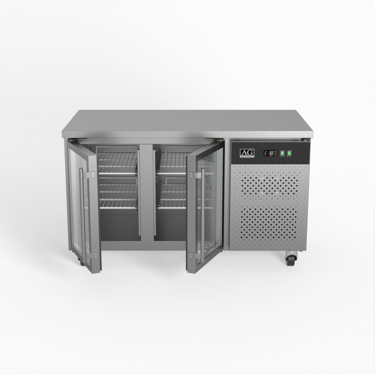 AG Two Door Commercial Glass Door Worktop / Under Bench Display Fridge 700mm Depth GNX2100TNG