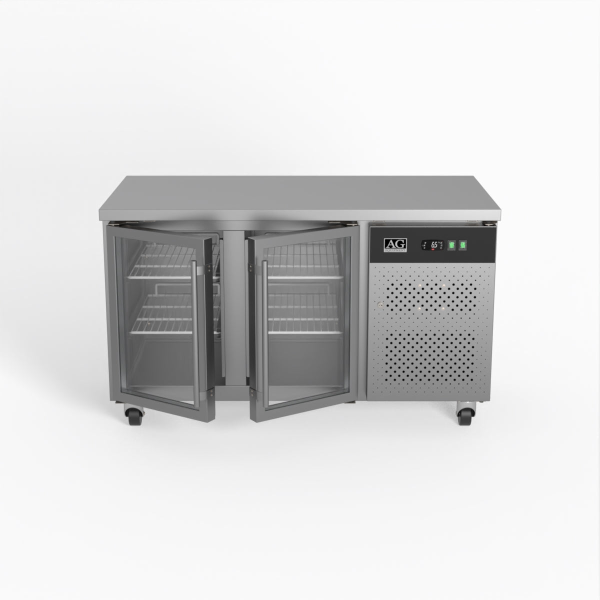 AG Two Door Commercial Glass Door Worktop / Under Bench Display Fridge 700mm Depth GNX2100TNG