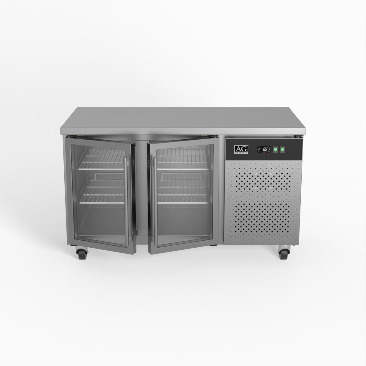 AG Two Door Commercial Glass Door Worktop / Under Bench Display Fridge 700mm Depth GNX2100TNG