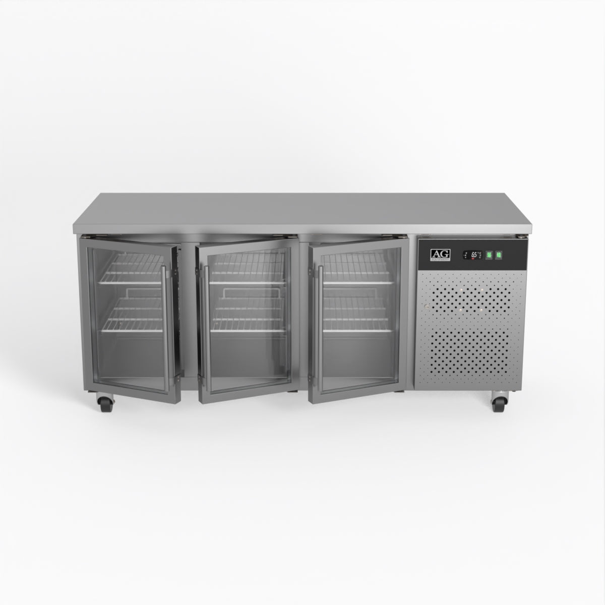 AG Three Door Commercial Glass Door Worktop / Under Bench Display Fridge 700mm Depth GNX3100TNG