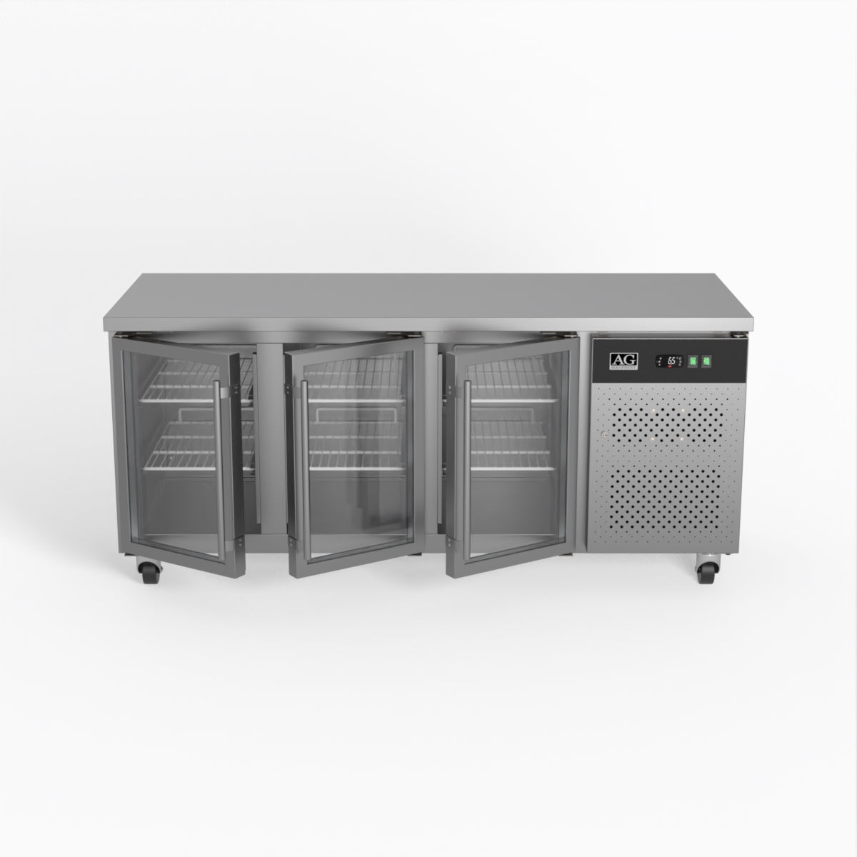 AG Three Door Commercial Glass Door Worktop / Under Bench Display Fridge 700mm Depth GNX3100TNG
