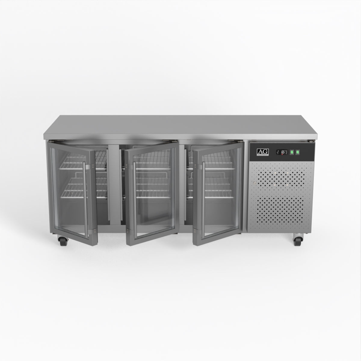 AG Three Door Commercial Glass Door Worktop / Under Bench Display Fridge 700mm Depth GNX3100TNG