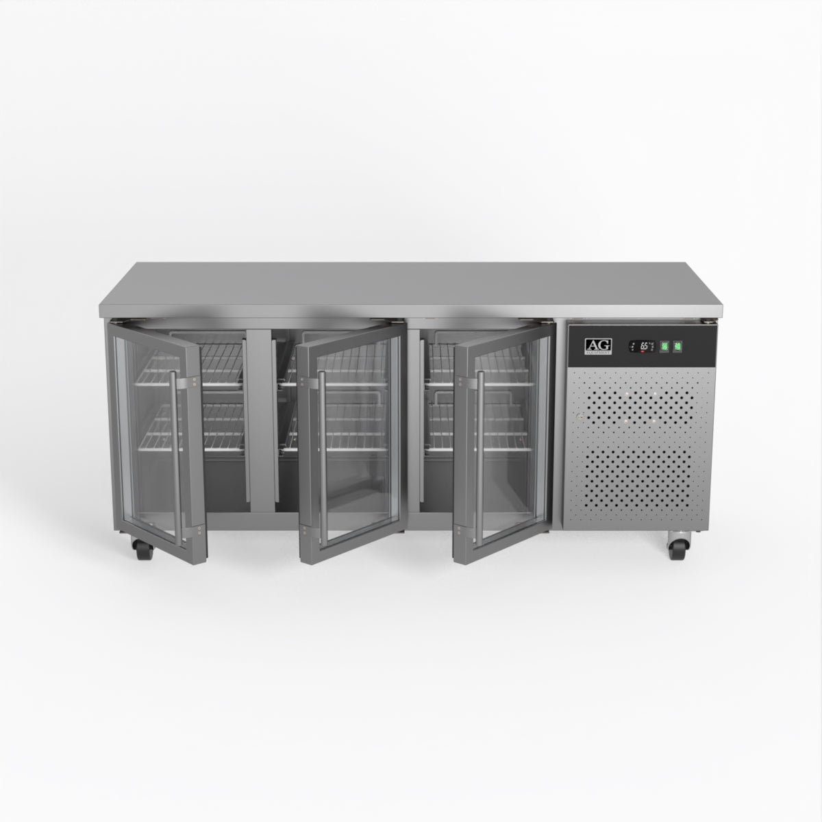 AG Three Door Commercial Glass Door Worktop / Under Bench Display Fridge 700mm Depth GNX3100TNG