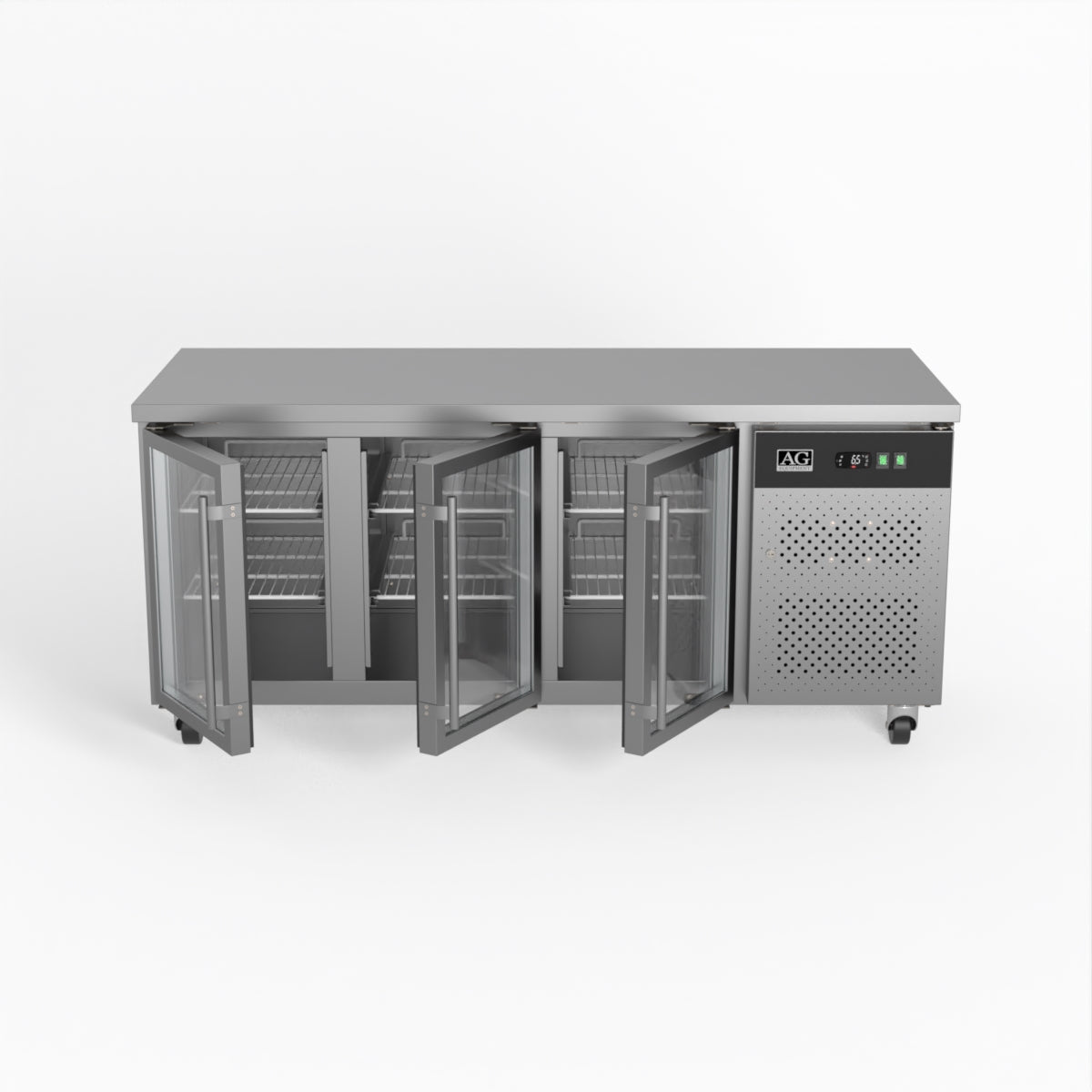AG Three Door Commercial Glass Door Worktop / Under Bench Display Fridge 700mm Depth GNX3100TNG