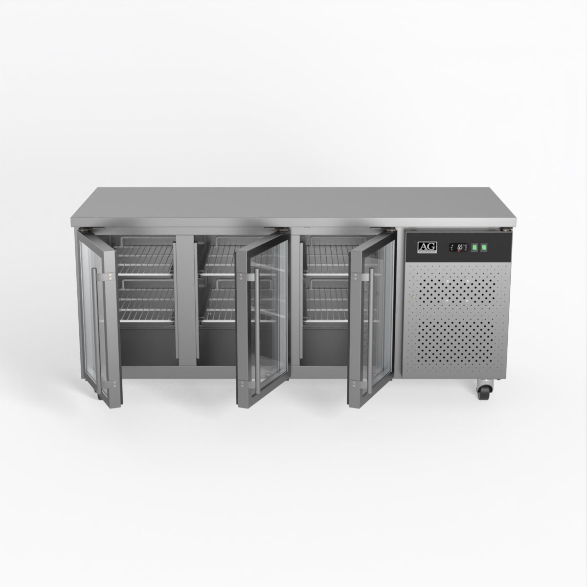 AG Three Door Commercial Glass Door Worktop / Under Bench Display Fridge 700mm Depth GNX3100TNG