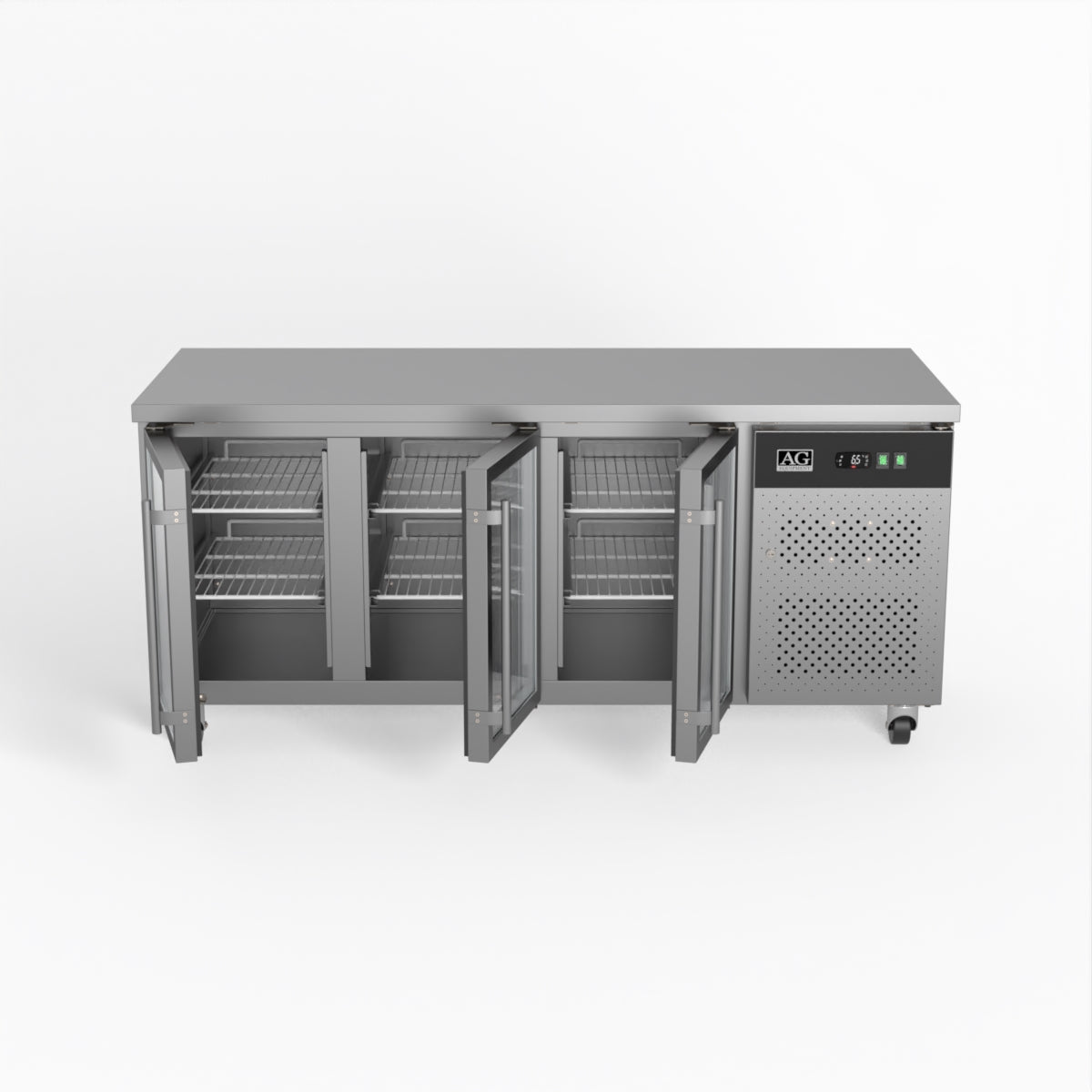 AG Three Door Commercial Glass Door Worktop / Under Bench Display Fridge 700mm Depth GNX3100TNG