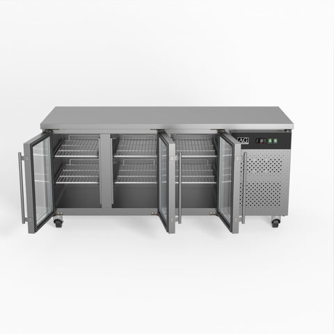 AG Three Door Commercial Glass Door Worktop / Under Bench Display Fridge 700mm Depth GNX3100TNG