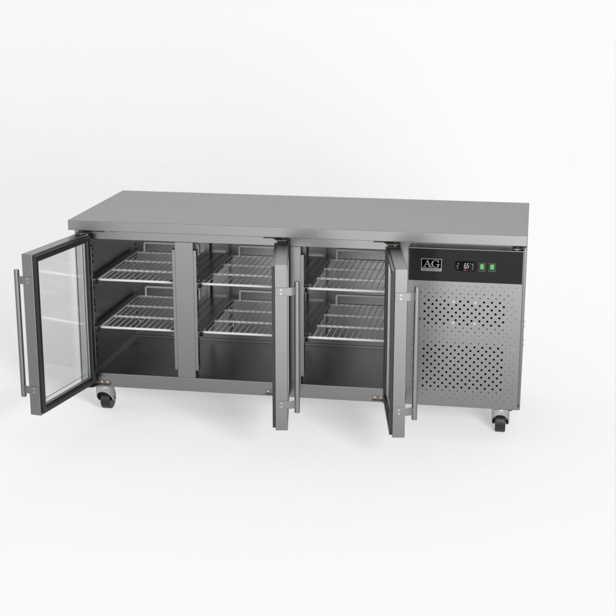 AG Three Door Commercial Glass Door Worktop / Under Bench Display Fridge 700mm Depth GNX3100TNG