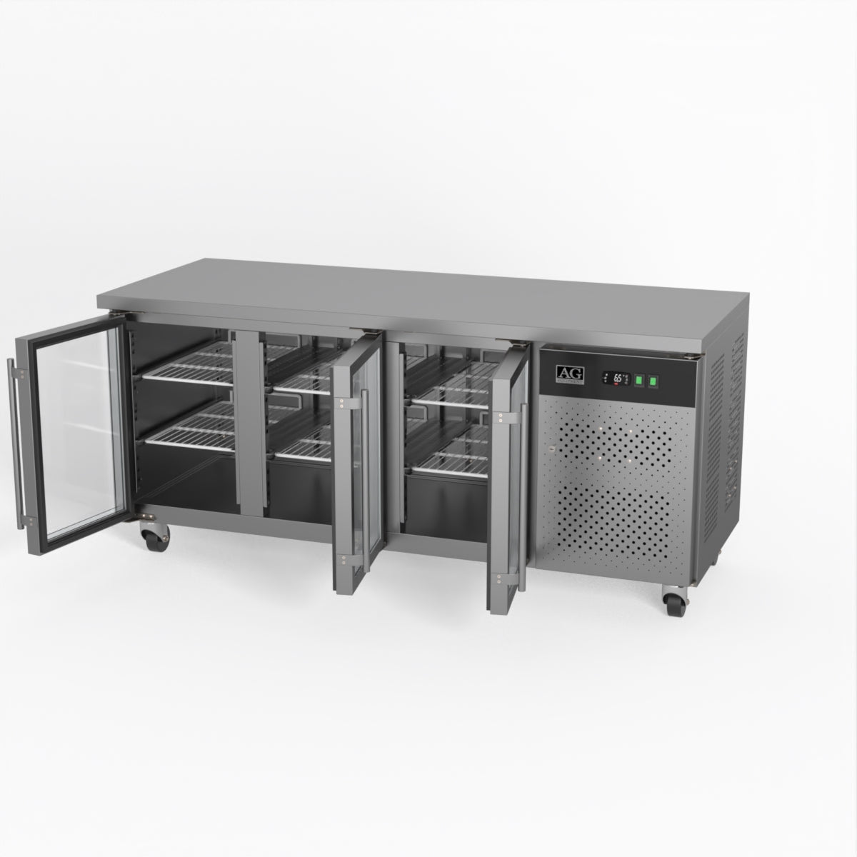 AG Three Door Commercial Glass Door Worktop / Under Bench Display Fridge 700mm Depth GNX3100TNG