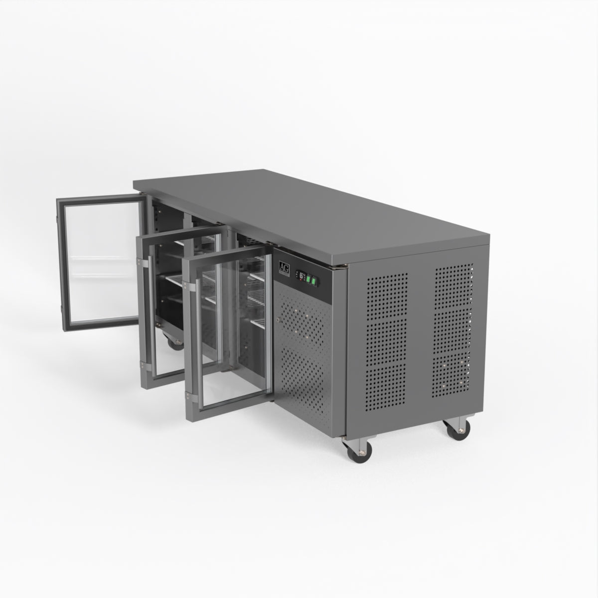 AG Three Door Commercial Glass Door Worktop / Under Bench Display Fridge 700mm Depth GNX3100TNG
