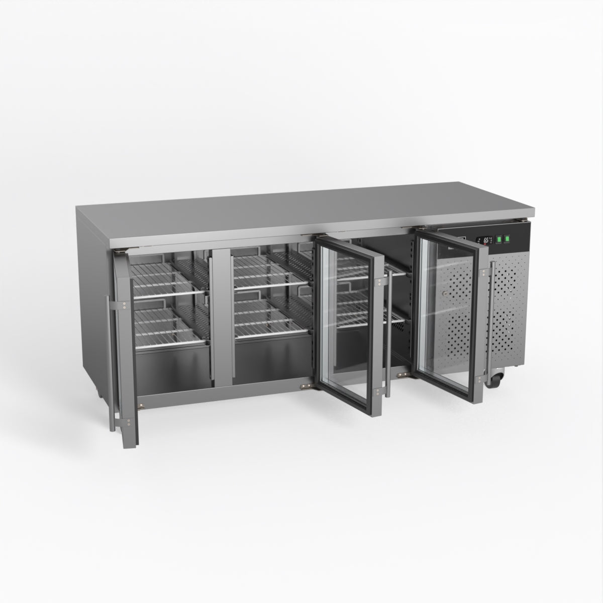 AG Three Door Commercial Glass Door Worktop / Under Bench Display Fridge 700mm Depth GNX3100TNG