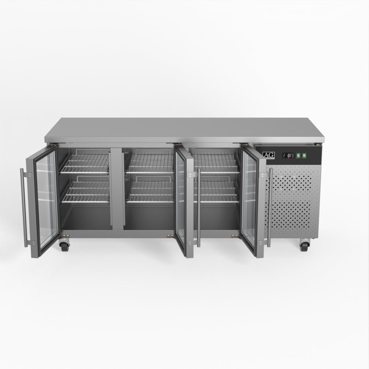 AG Three Door Commercial Glass Door Worktop / Under Bench Display Fridge 700mm Depth GNX3100TNG