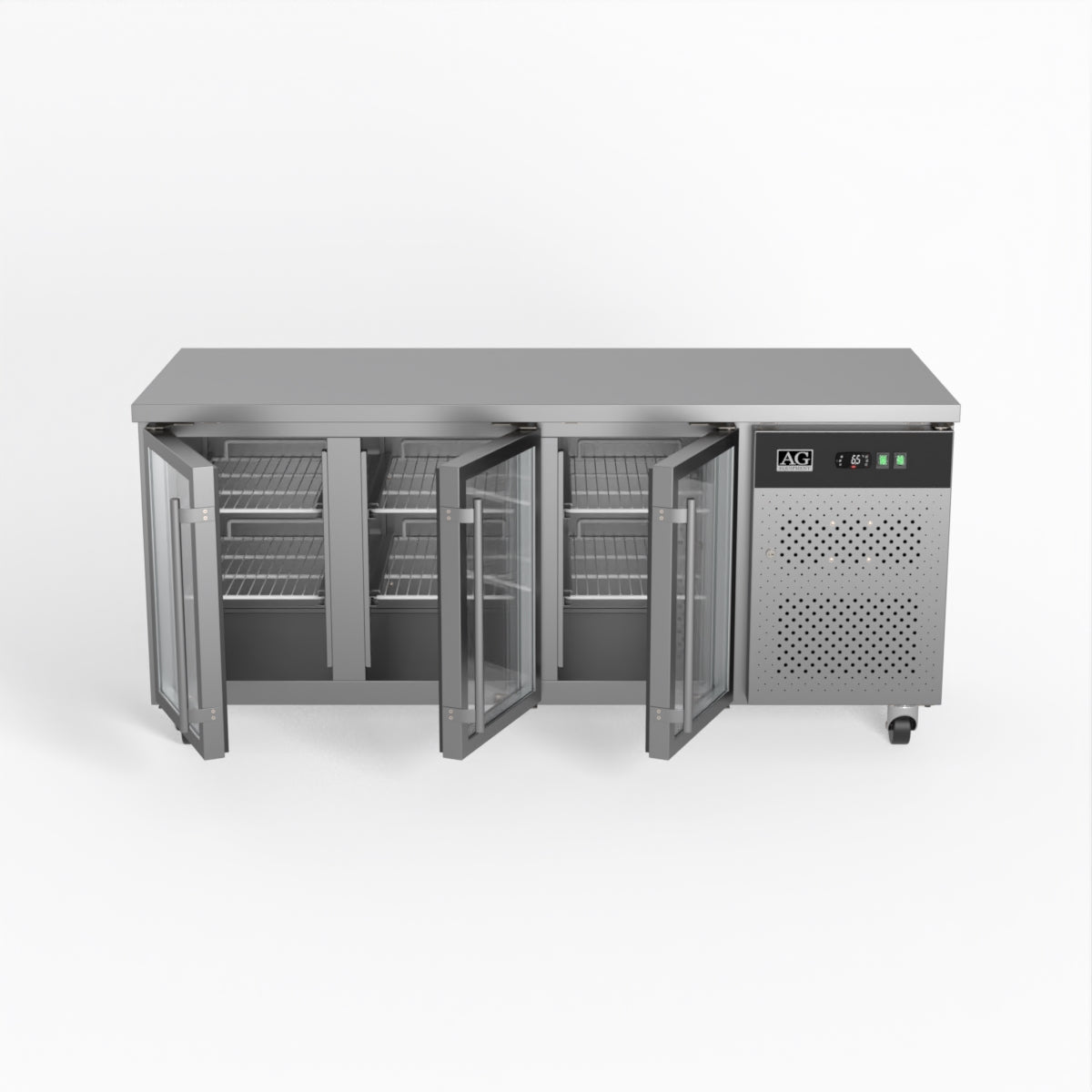 AG Three Door Commercial Glass Door Worktop / Under Bench Display Fridge 700mm Depth GNX3100TNG