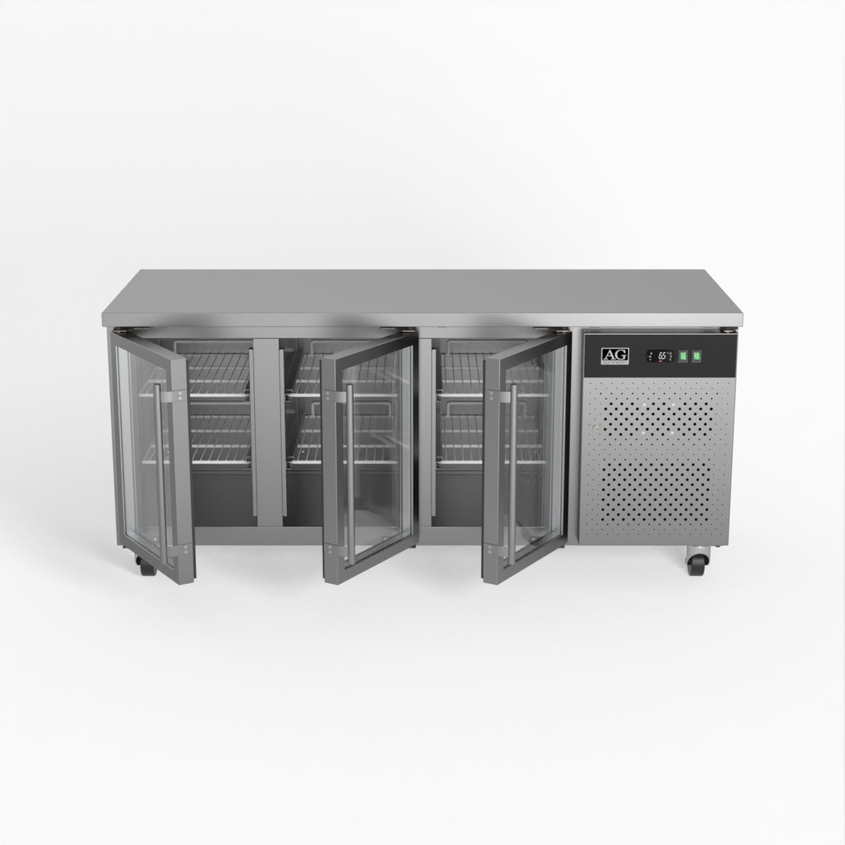 AG Three Door Commercial Glass Door Worktop / Under Bench Display Fridge 700mm Depth GNX3100TNG