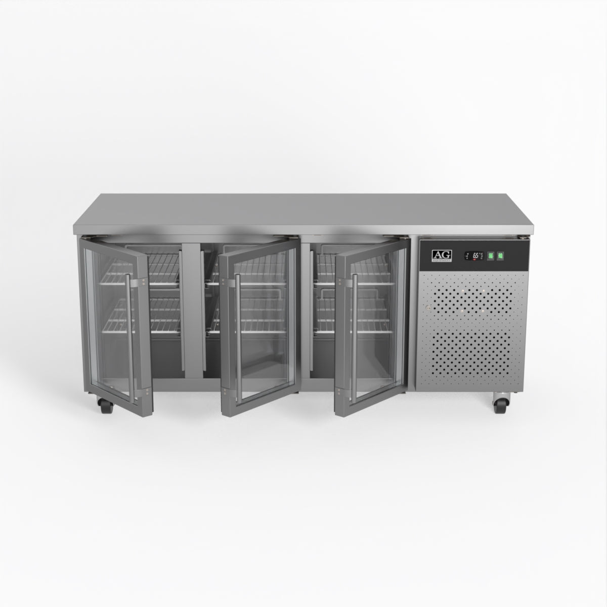 AG Three Door Commercial Glass Door Worktop / Under Bench Display Fridge 700mm Depth GNX3100TNG