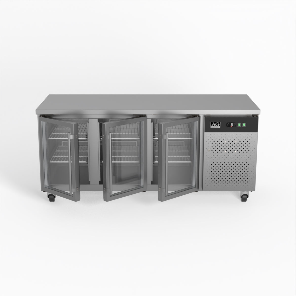 AG Three Door Commercial Glass Door Worktop / Under Bench Display Fridge 700mm Depth GNX3100TNG