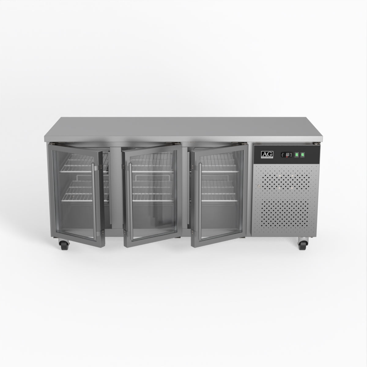 AG Three Door Commercial Glass Door Worktop / Under Bench Display Fridge 700mm Depth GNX3100TNG