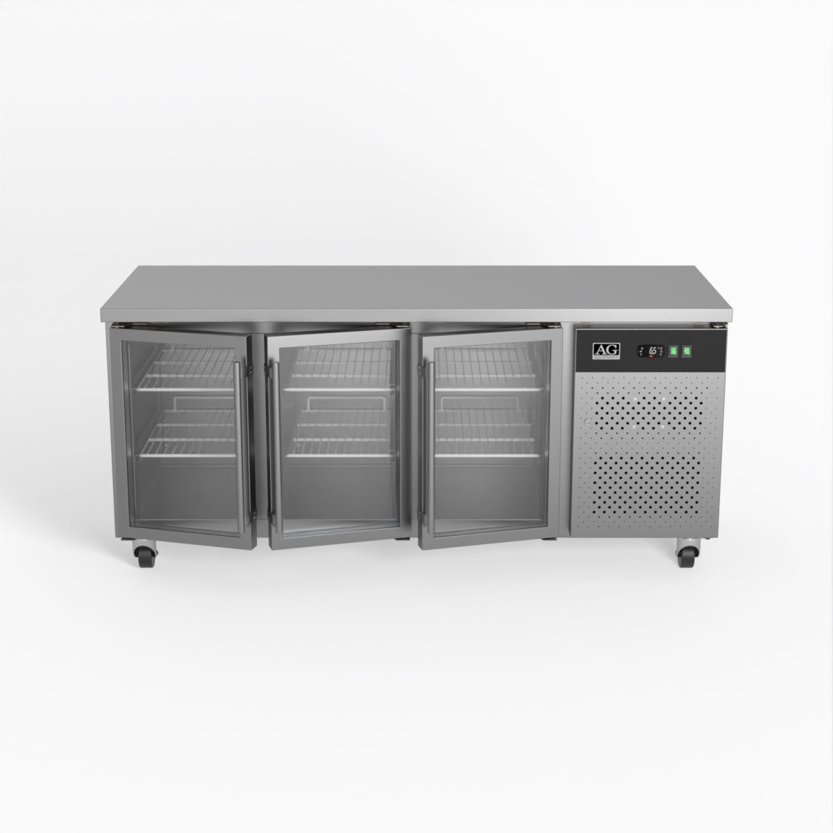 AG Three Door Commercial Glass Door Worktop / Under Bench Display Fridge 700mm Depth GNX3100TNG