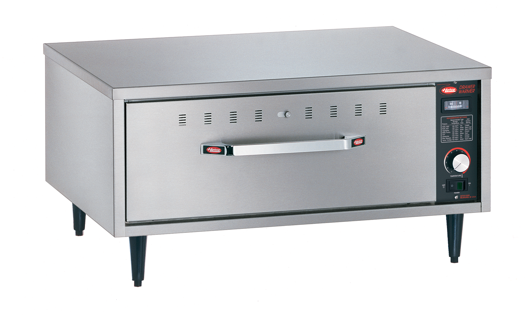 Hatco Free Standing Drawer Warmer - 1 draw with digital control - 749mm x 575mm x 279mm (excluding legs) - HDW-1
