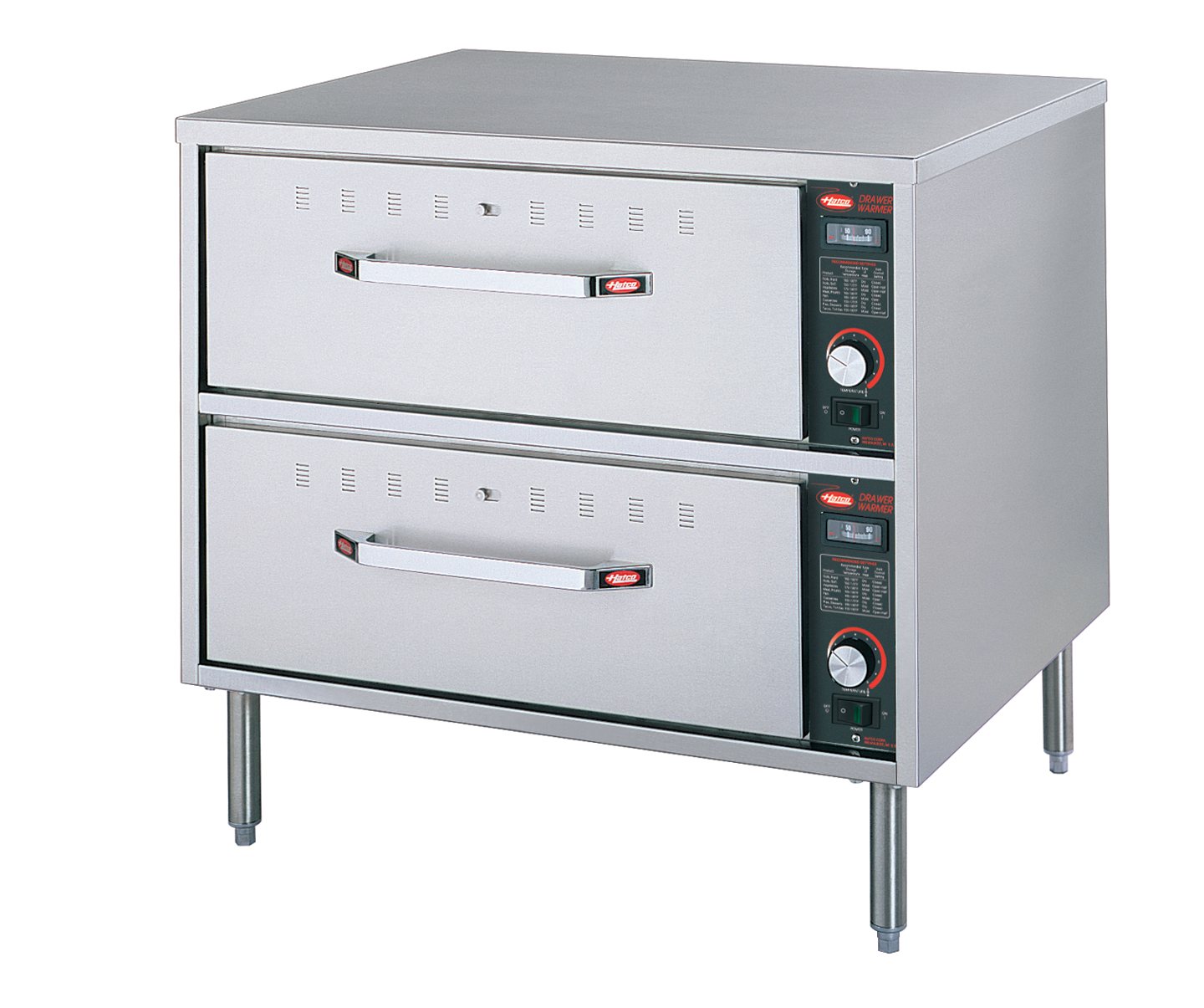 Hatco Free Standing Drawer Warmer - 2 draws with digital control - 749mm x 575mm x 537mm (excluding legs) - HDW-2