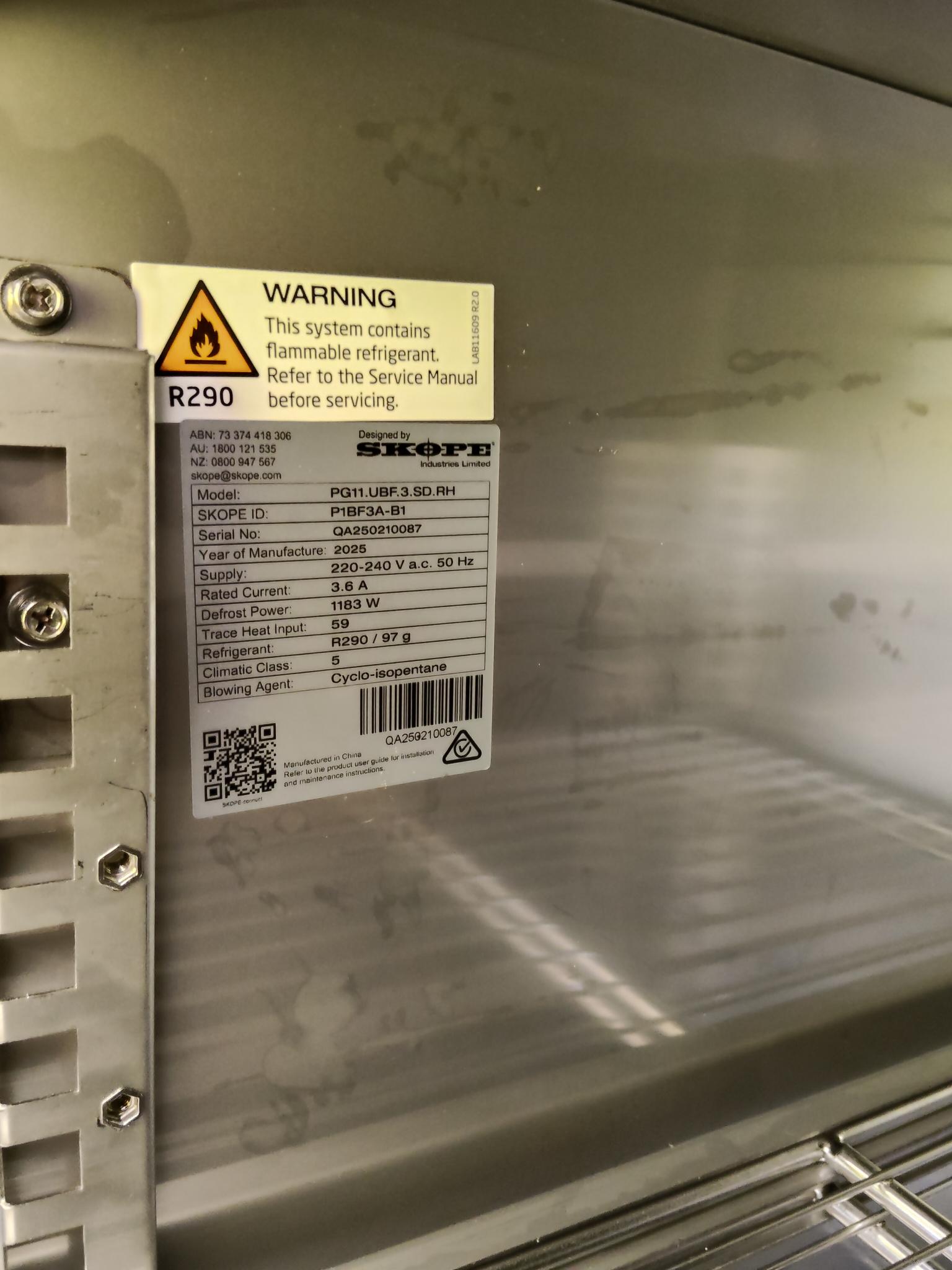 CLEARANCE - Skope Three Solid Door Underbench GN1/1 Right Hand Freezer - PG11.UBF.3.SD.RH-QA250210087