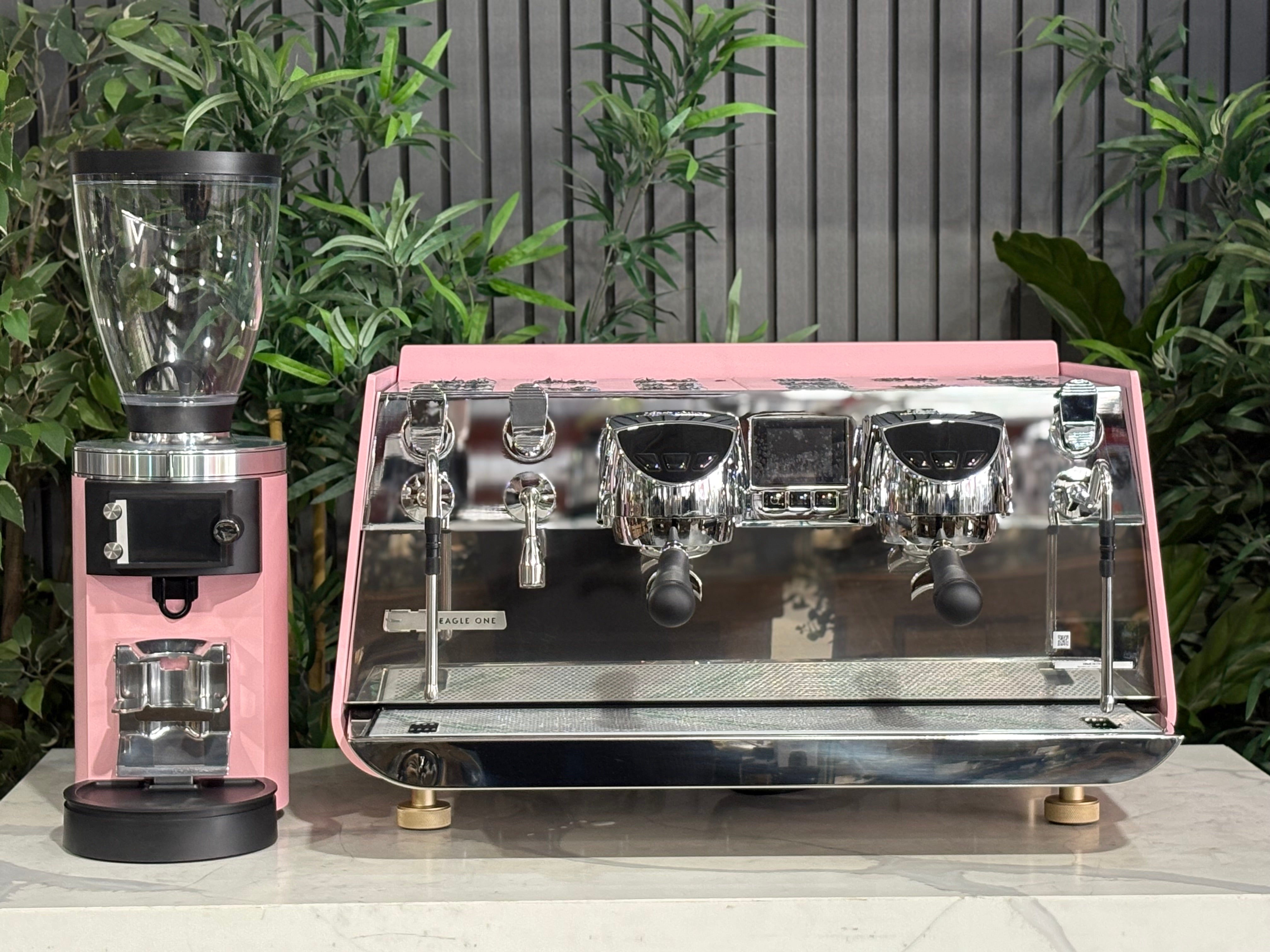 Victoria Arduino Eagle One & Grinder Custom Pink - 2 Group Commercial Espresso Machine - Gold