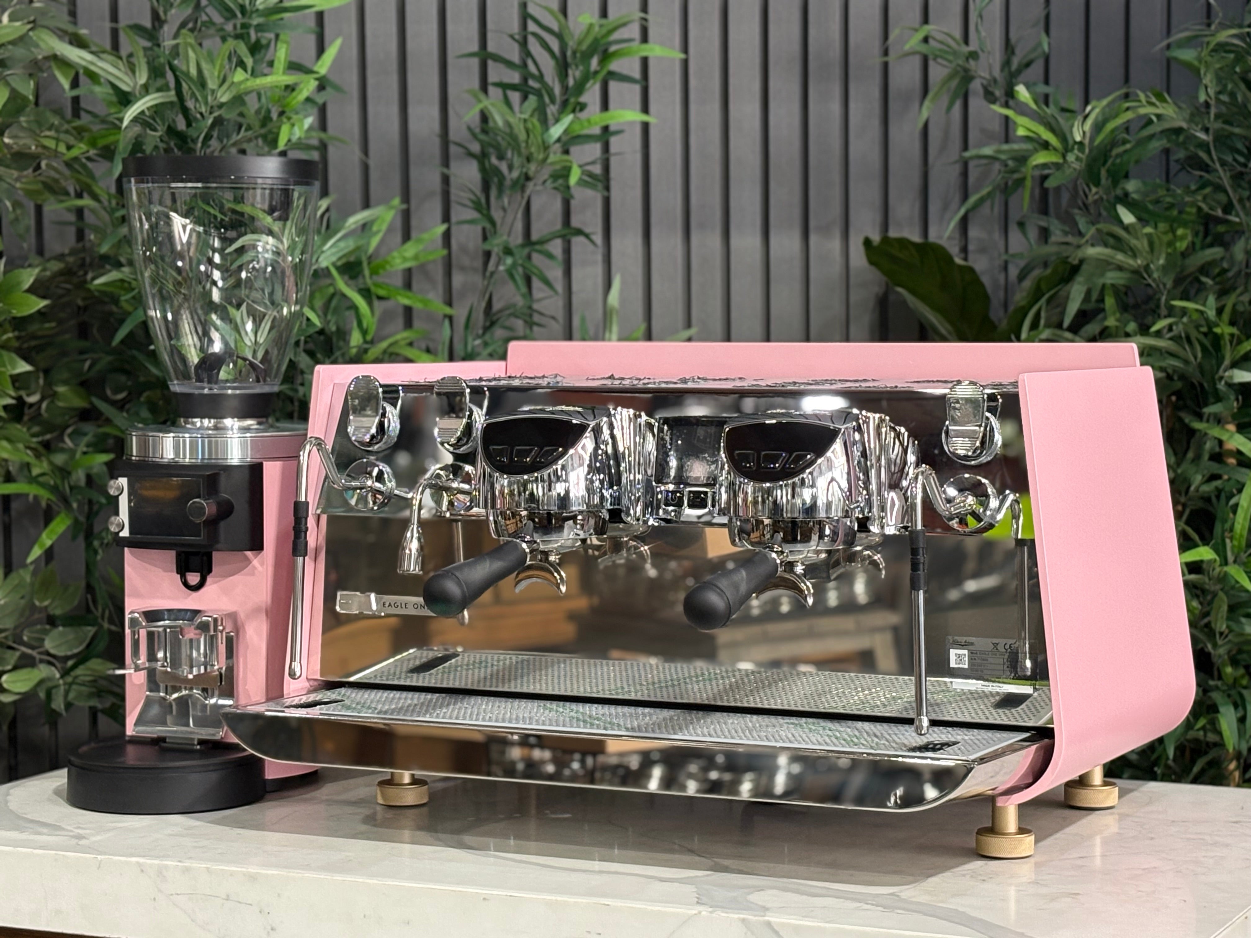Victoria Arduino Eagle One & Grinder Custom Pink - 2 Group Commercial Espresso Machine - Gold